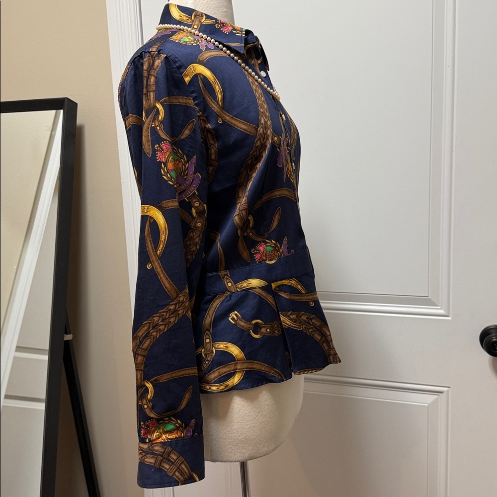Ralph Lauren Blue and Gold Equestrian Shirt - Picture 8 of 8